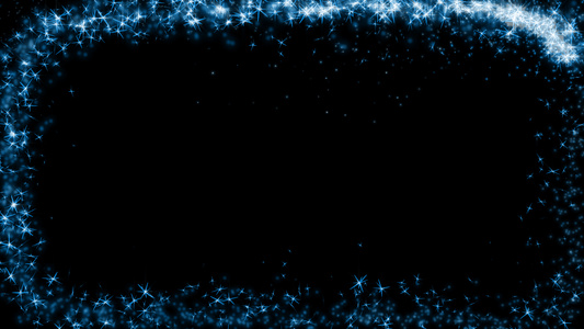 蓝色光斑星光沿边框移动修饰粒子动画视频