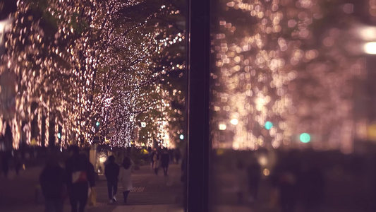 圣诞城市夜景节日氛围浪漫城市繁华都市视频