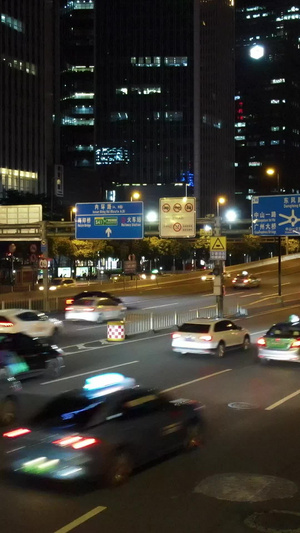 高清航拍低空城市交通夜景车流城市夜景46秒视频