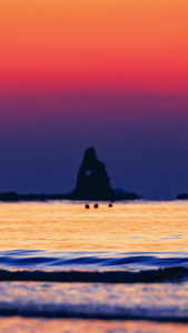 青岛石老人海水浴场海上日出延时艺术渲染视频