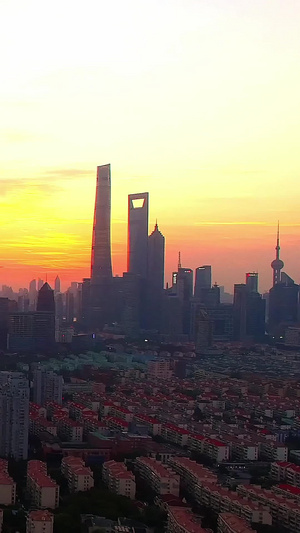上海日出清晨上海航拍14秒视频