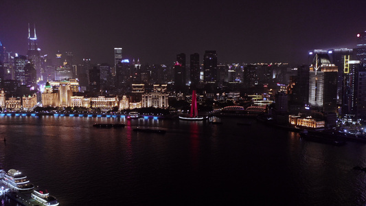 上海外滩夜景航拍视频