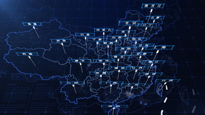 蓝色动态科技地图定位介绍AE模板22秒视频