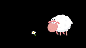 食花的可爱白羊卡通人物12秒视频