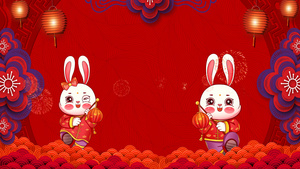红色喜庆兔年背景40秒视频