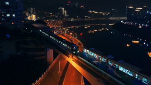 重庆夜景轨道交通列车17秒视频