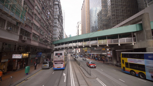 香港巴士上实拍道路视频视频