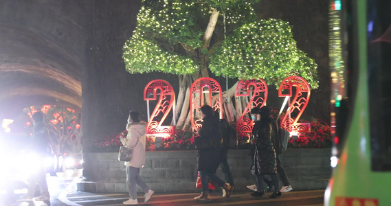 2022重庆夜景春节氛围街道亮化4k实拍视频