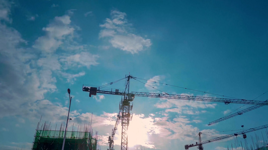 4K拍摄建筑工地塔吊延时摄影视频