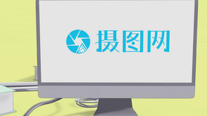 三维卡通动画电脑桌面logo演绎AE模板10秒视频