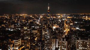 4K航拍延时南京天际线夜景黑金色调紫峰大厦CBD6秒视频