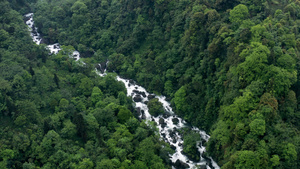 4k航拍峨眉山云雾缭绕河流美景78秒视频