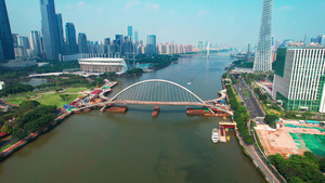 广州观光行人天桥建筑工地建设中55秒视频