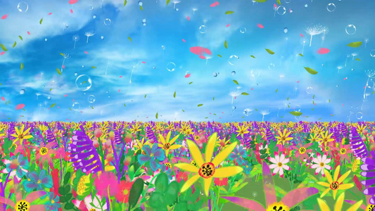 唯美动态花海粒子花朵散落大气背景视频素材视频