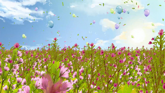 唯美动态花海大气粒子花瓣飘落背景视频素材视频