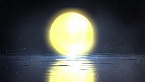 4K夜景月亮湖面倒影视频背景30秒视频