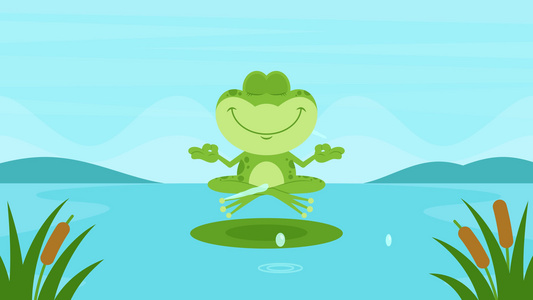 MG动画静默中的绿色青蛙卡通字符视频