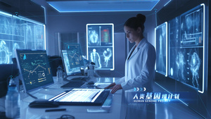 蓝色科技感智慧医疗HUD界面AE模板25秒视频