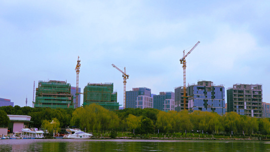 城市工地建设延时摄影视频