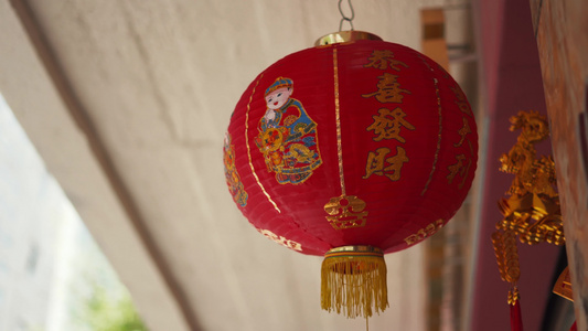 中华镇中国企业外挂着传统的中国传统灯台视频