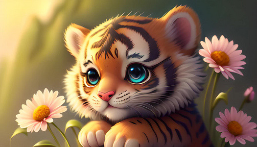一只可爱小老虎数字艺术视频