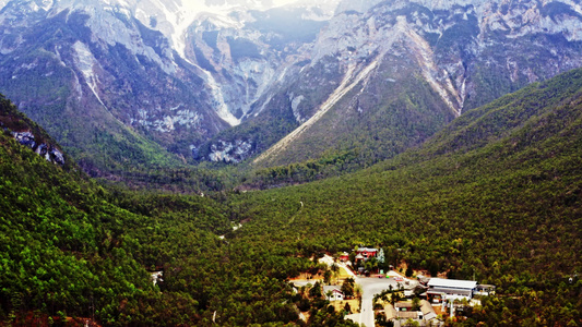 云南丽江玉龙雪山航拍视频