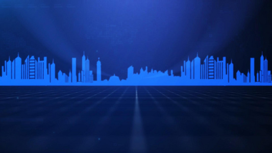 蓝色科技感城市背景视频素材视频