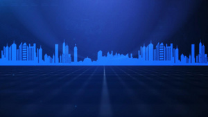 蓝色科技感城市背景视频素材16秒视频