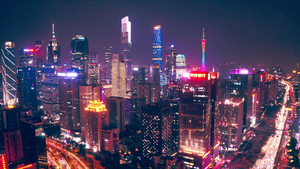 4K航拍广州城市夜景风光视频素材47秒视频