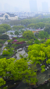 宁波5A景区风景名胜月湖航拍天一阁月湖视频