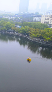 宁波5A景区风景名胜月湖航拍天一阁月湖视频
