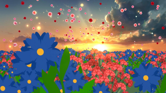 唯美大气粒子花海动态花朵花瓣背景视频素材视频