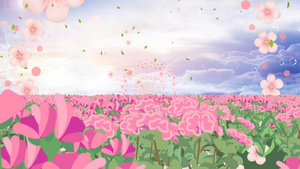 唯美温馨粉色花海动态粒子花朵穿梭背景视频素材30秒视频