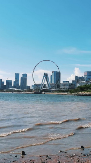 海滨城市公园幸福摩天轮空镜竖屏竖构图视频30秒视频