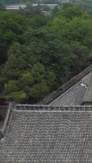 航拍5A景点三孔之孔府庭院院落视频山东旅游48秒视频