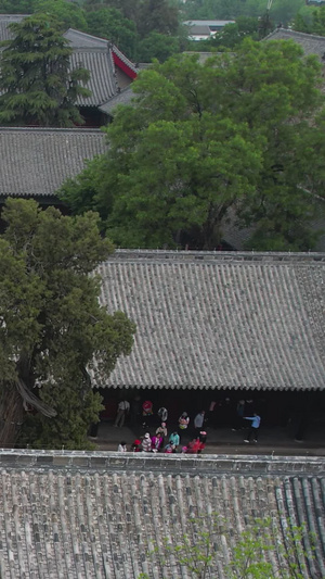 航拍5A景点三孔之孔府庭院院落视频旅游景区48秒视频