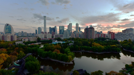 北京CBD团结湖公园延时视频