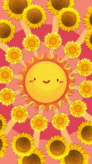 可爱动态卡通向日葵旋转背景视频30秒视频
