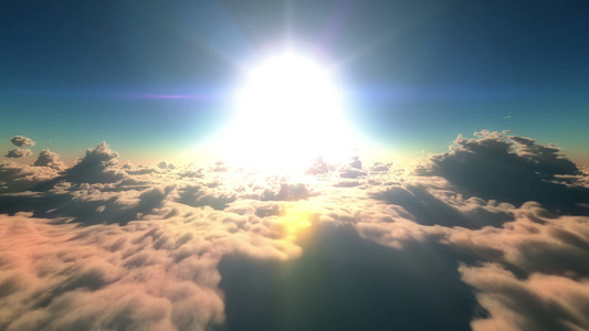 云层和日落的飞翔视频