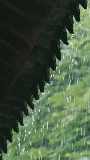 下雨雨滴慢动作屋檐雨滴71秒视频