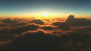 日落在太阳光照耀的云上飞翔16秒视频