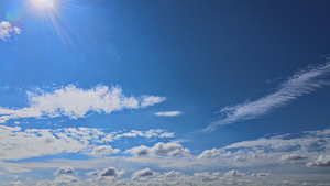 蓝色天空与乌云太阳的时空折叠视图19秒视频