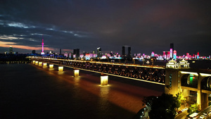 4k武汉长江大桥灯光11秒视频