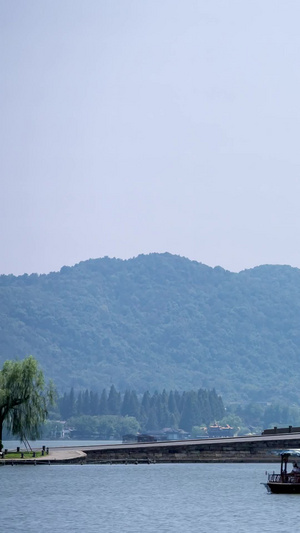 延时拍摄杭州西湖著名景点断桥世界遗产名录15秒视频