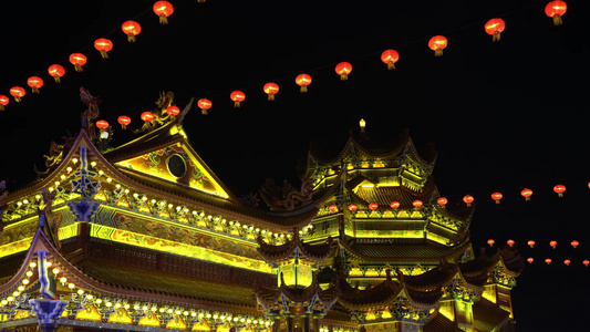 彩色灯光,新年中国菜装饰灯笼视频