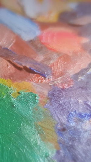 绘画油画颜料调色盘空镜头12秒视频