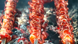 烤熟的鲑鱼街头食物8秒视频