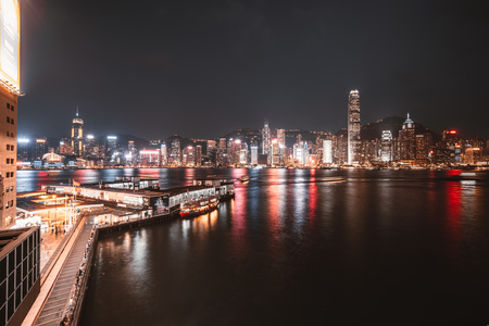 香港维多利亚港夜景延时视频