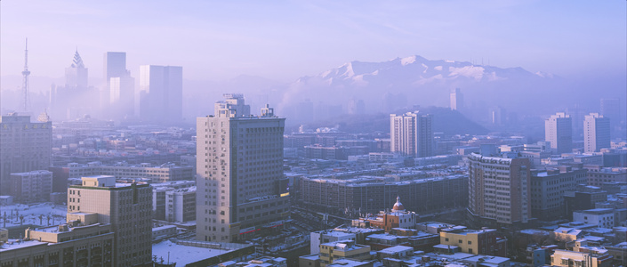 新疆乌鲁木齐清晨城市全景延时摄影视频
