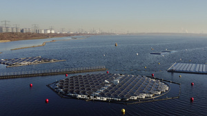 荷兰鹿特丹湖上的浮动太阳能电池板28秒视频